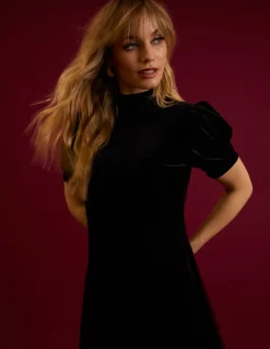 Velvet Puff Sleeve Dress