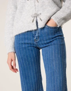 Vertical Stripe Diamante Jeans