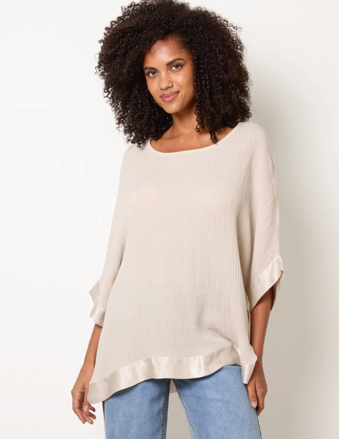 Viscose Crinkle Top With Satin Finish