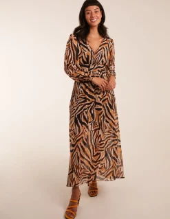 V Neck Animal Print Maxi Dress