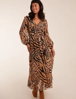 V Neck Animal Print Maxi Dress