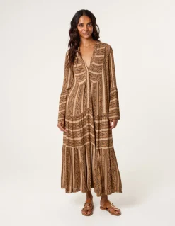 V Neck Aztec Smock Dress