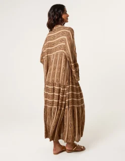 V Neck Aztec Smock Dress