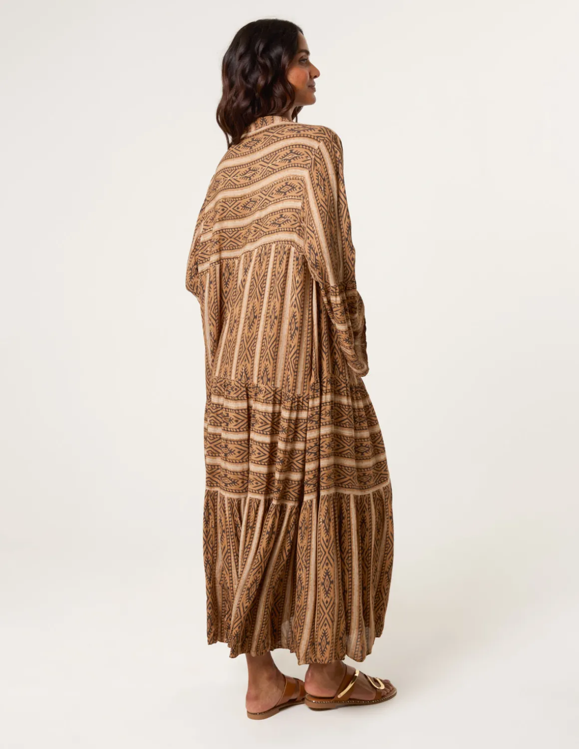 V Neck Aztec Smock Dress