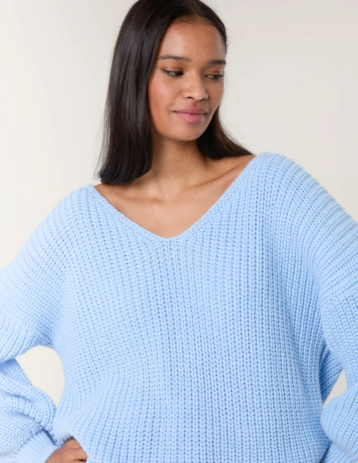 V Neck Chunky Jumper