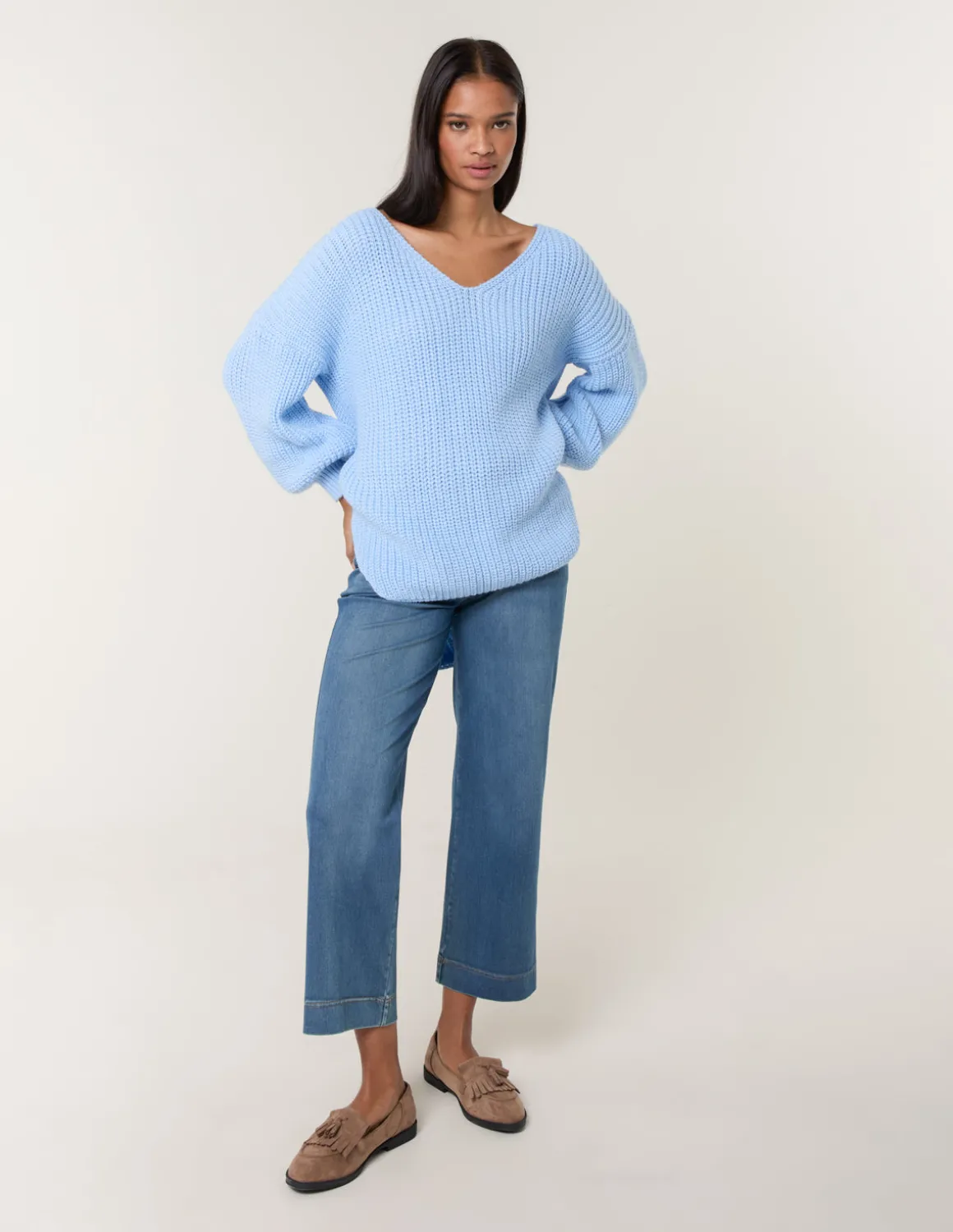 V Neck Chunky Jumper