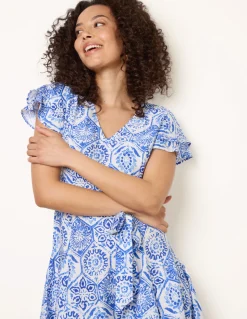 V Neck Godet Dress
