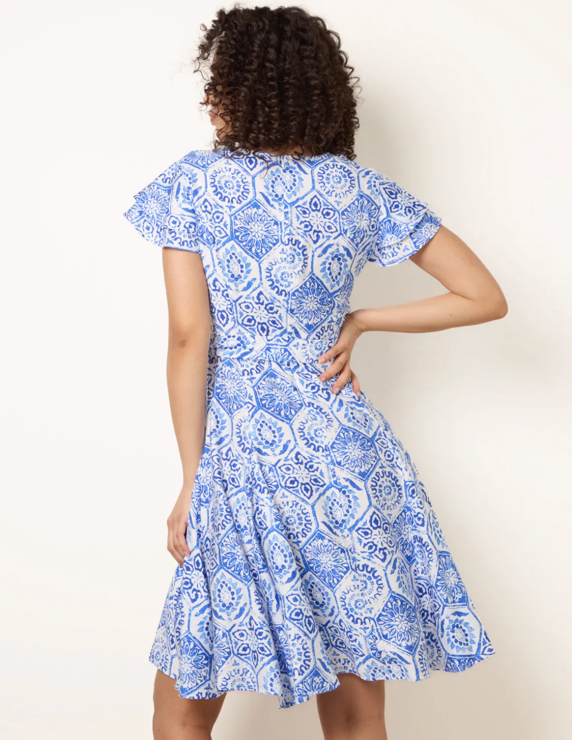 V Neck Godet Dress
