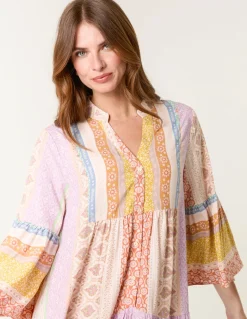V Neck Smock Midi Dress