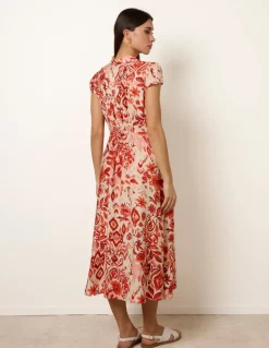 Watercolour Floral Printed Button Front Shirt Dress