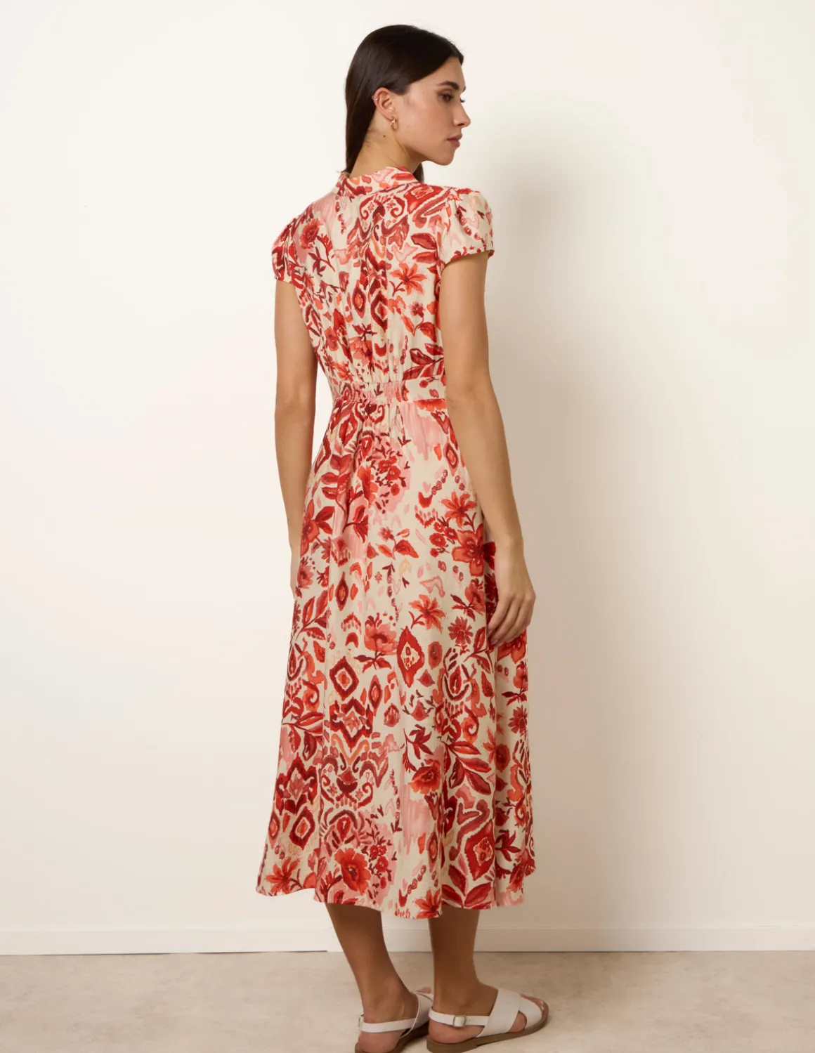 Watercolour Floral Printed Button Front Shirt Dress