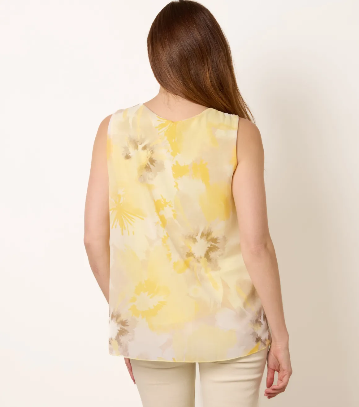 Watercolour Floral Printed Pleated Top