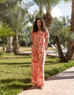 Watercolour Floral Printed Wide Leg Trousers