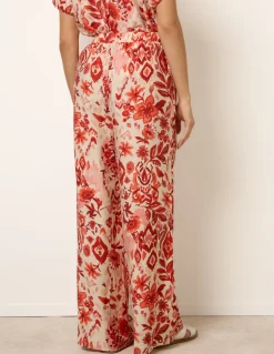 Watercolour Floral Printed Wide Leg Trousers