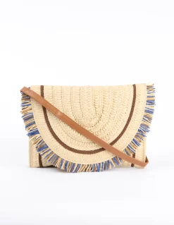 Woven Fringe Detail Clutch Bag With Attachable Strap
