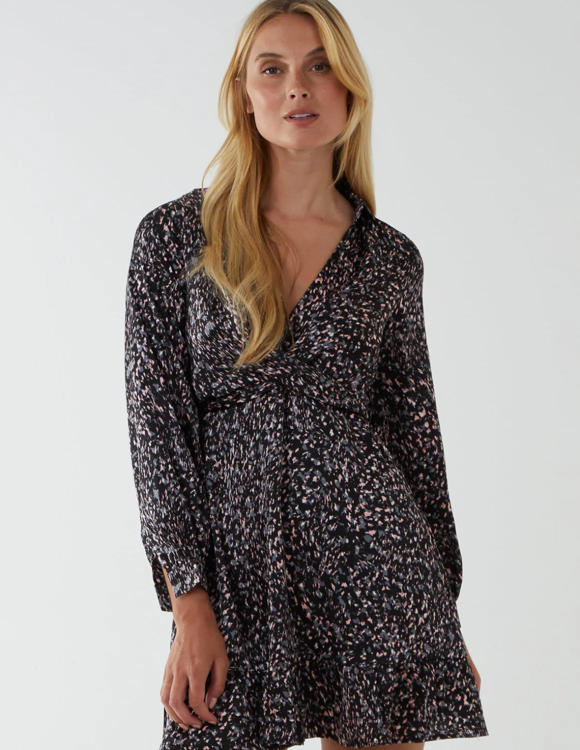 Wrap Bust Mini Shirt Dress
