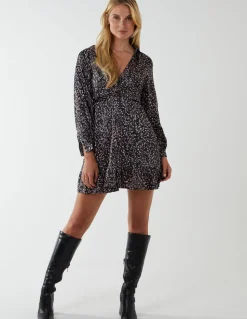 Wrap Bust Mini Shirt Dress