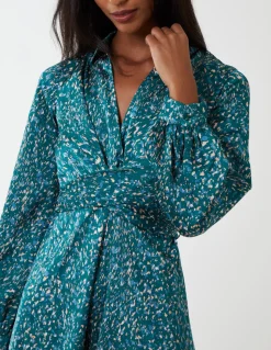 Wrap Bust Mini Shirt Dress