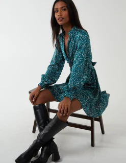 Wrap Bust Mini Shirt Dress