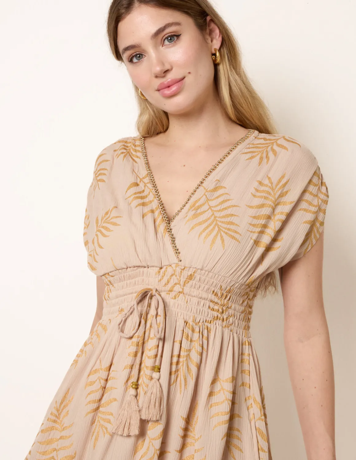 Wrap Front Beaded Dress
