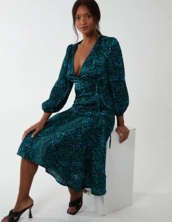 Wrap Front Midi Dress