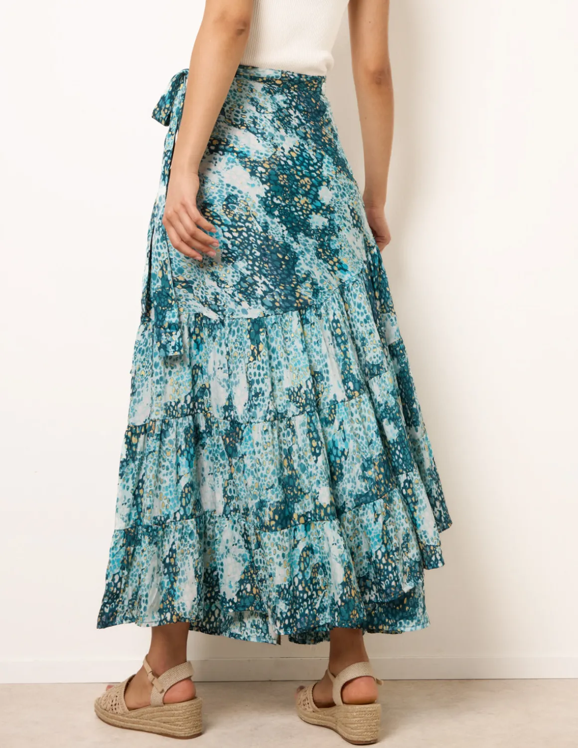 Wrap Metallic Tiered Skirt