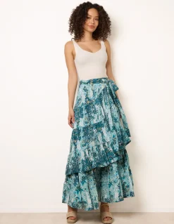 Wrap Metallic Tiered Skirt
