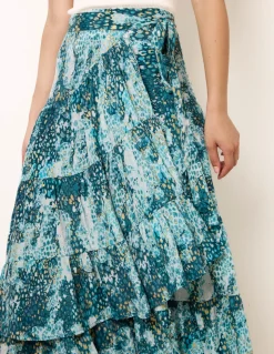 Wrap Metallic Tiered Skirt