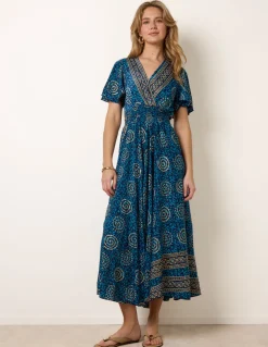Wrap Over Tie Back Maxi Dress