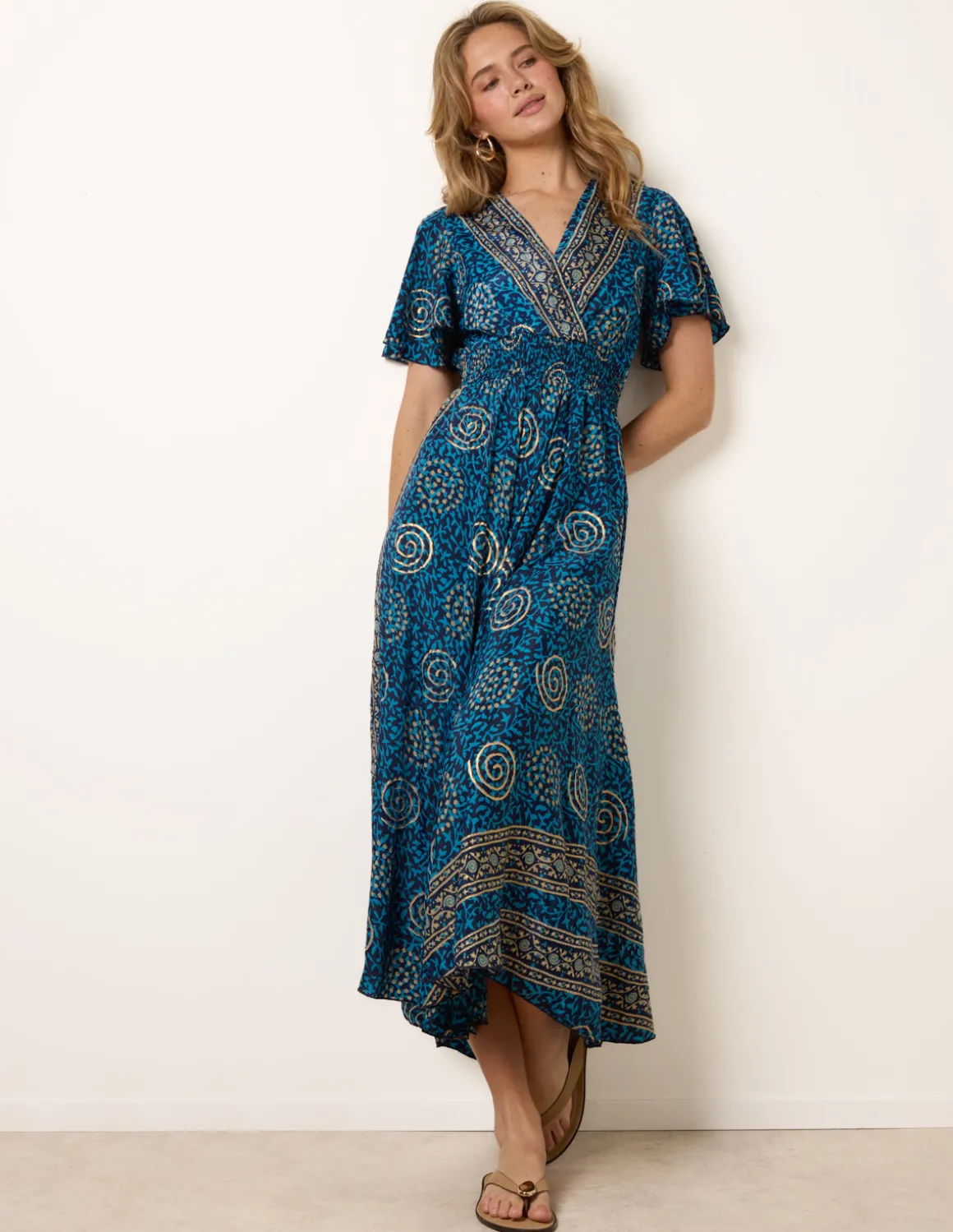 Wrap Over Tie Back Maxi Dress