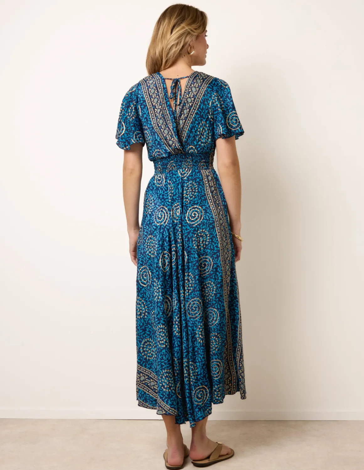 Wrap Over Tie Back Maxi Dress