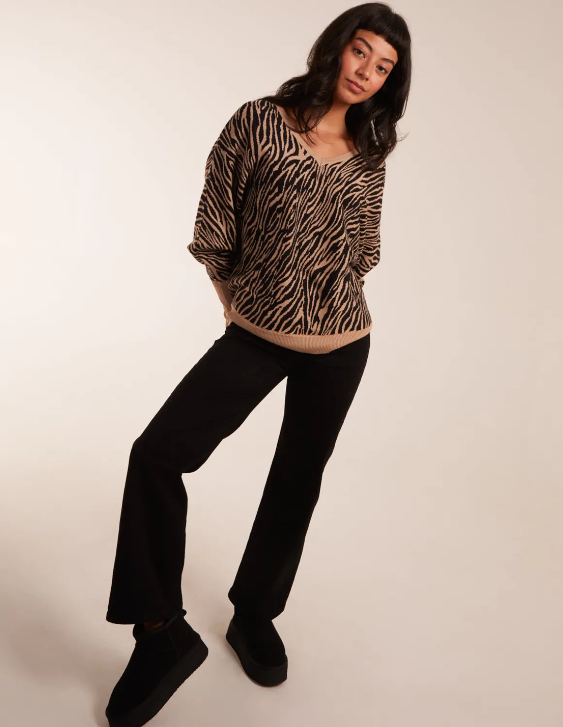 Zebra V-Neck Jumper