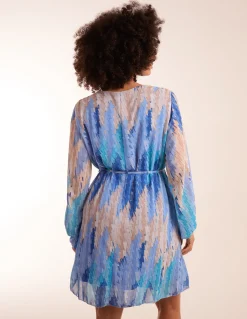 Zig Zag Printed Belted Dress