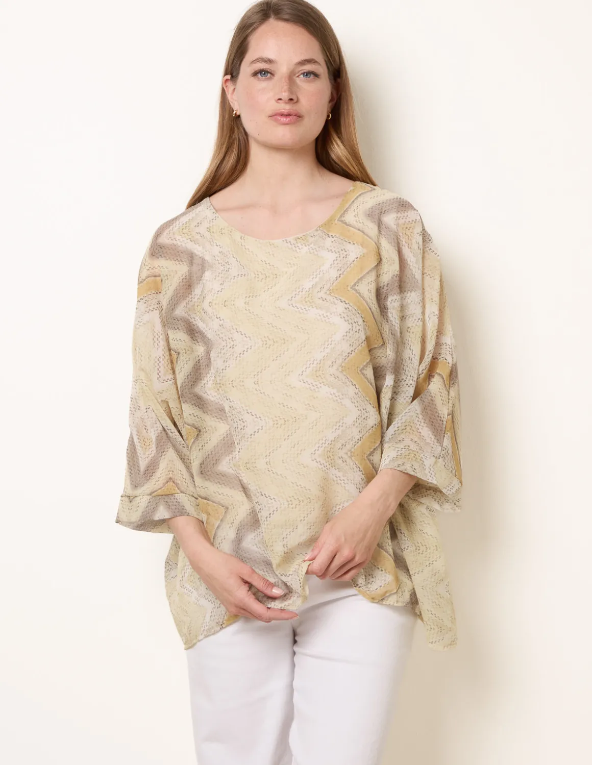 Zig Zag Round Neck Oversized Top