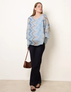 Zig Zag Round Neck Oversized Top