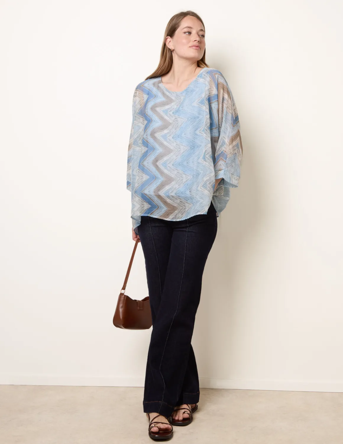 Zig Zag Round Neck Oversized Top