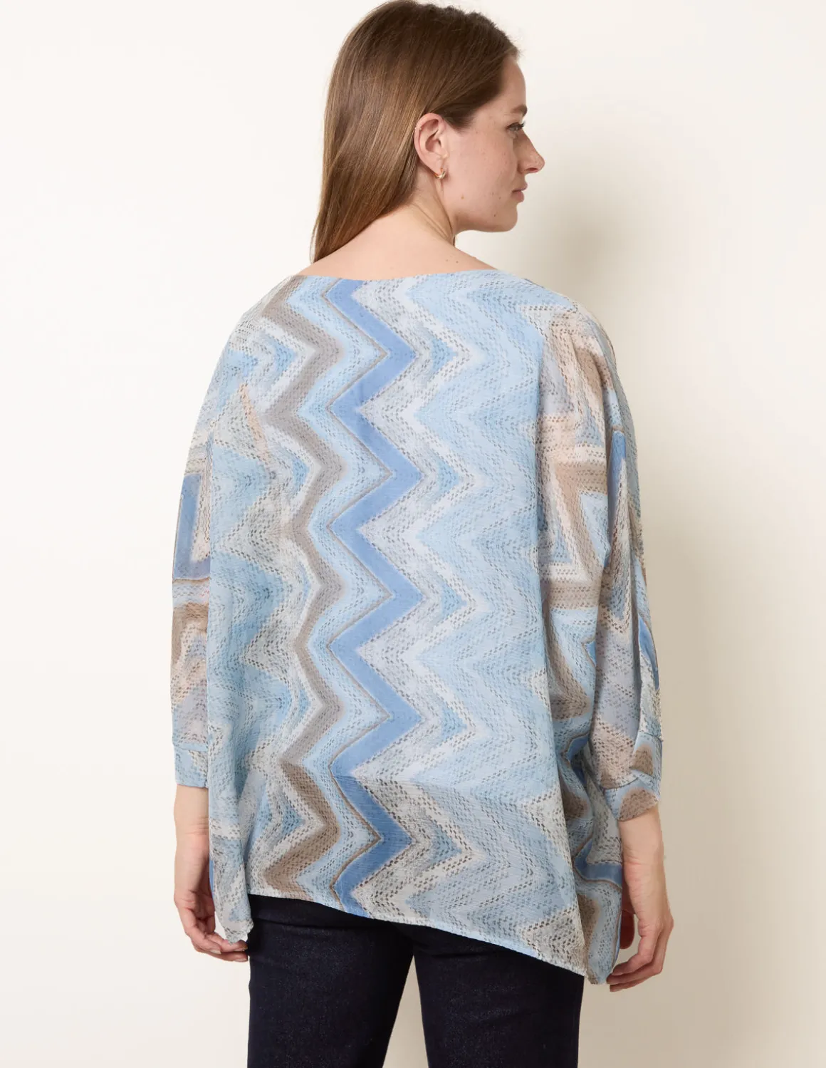 Zig Zag Round Neck Oversized Top