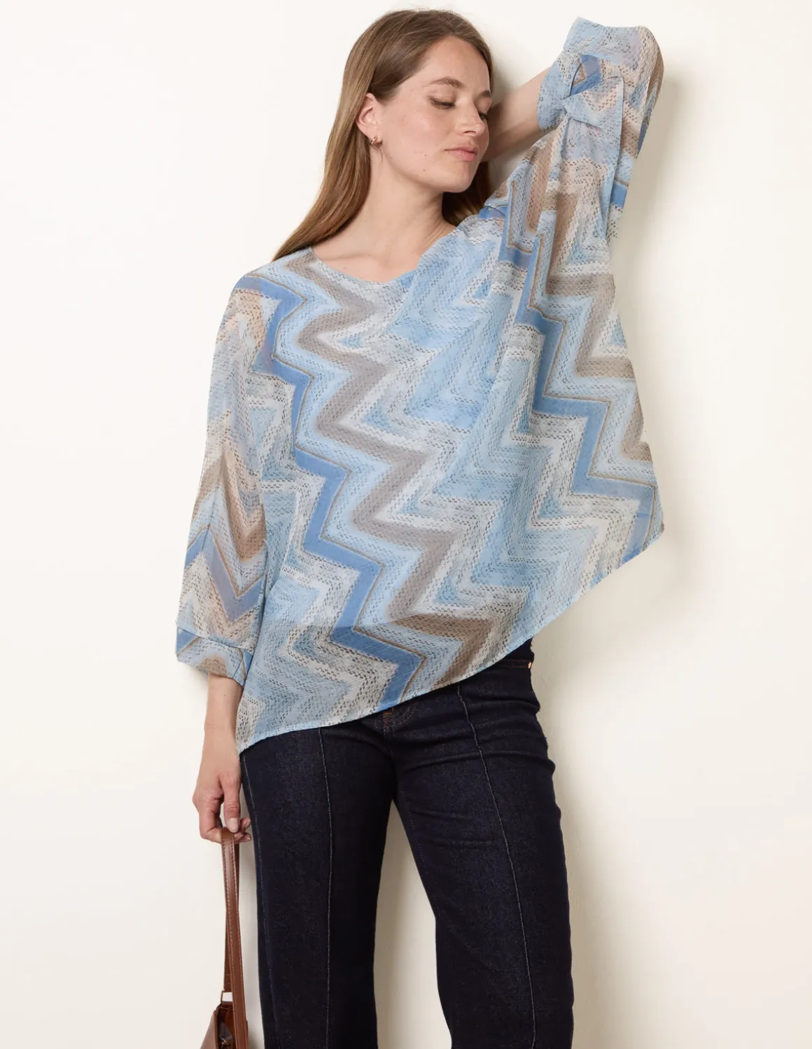 Zig Zag Round Neck Oversized Top