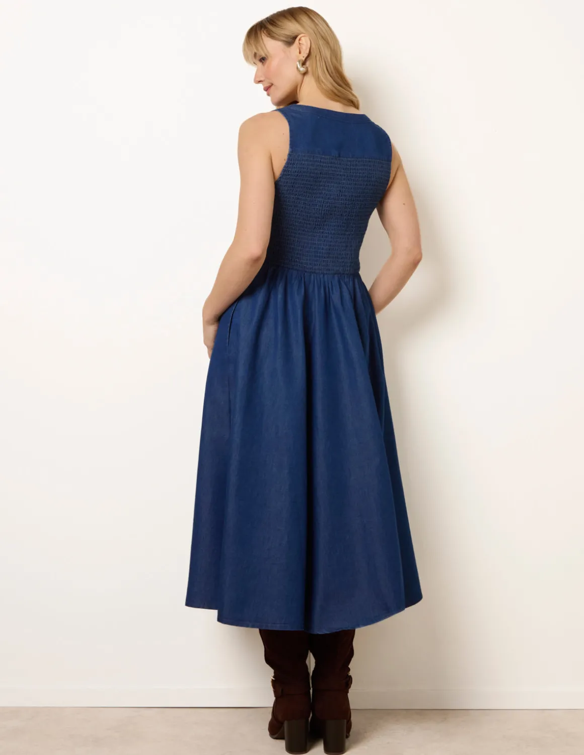 Zip Front Denim Dress