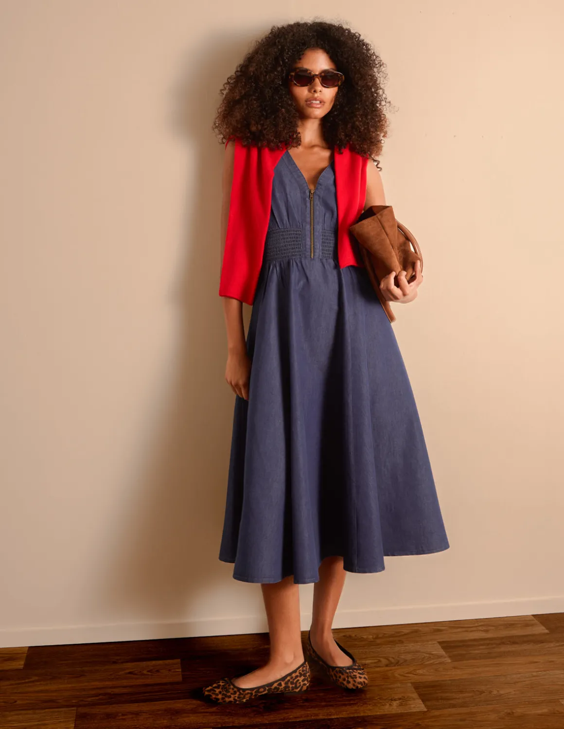 Zip Front Denim Dress